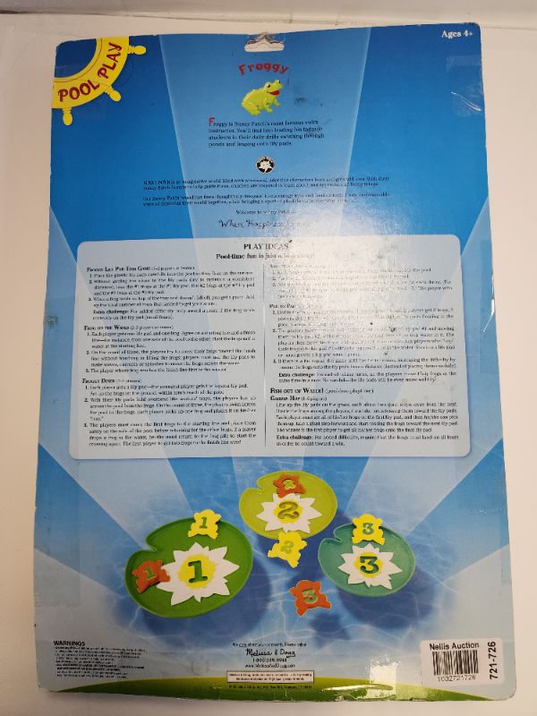 Photo 2 of Melissa & Doug Sunny Patch Froggy Lily Pad Toss. This exciting set challenges young swimmers to toss six colorful frogs onto three plastic lily pads. With colors, numbers and sizes to sort and score, there are lots of ways to play and win!