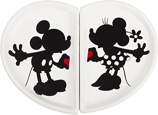 Photo 1 of Mickey and Minnie Mouse 2 Piece Heart White Jewelry Trinket Tray