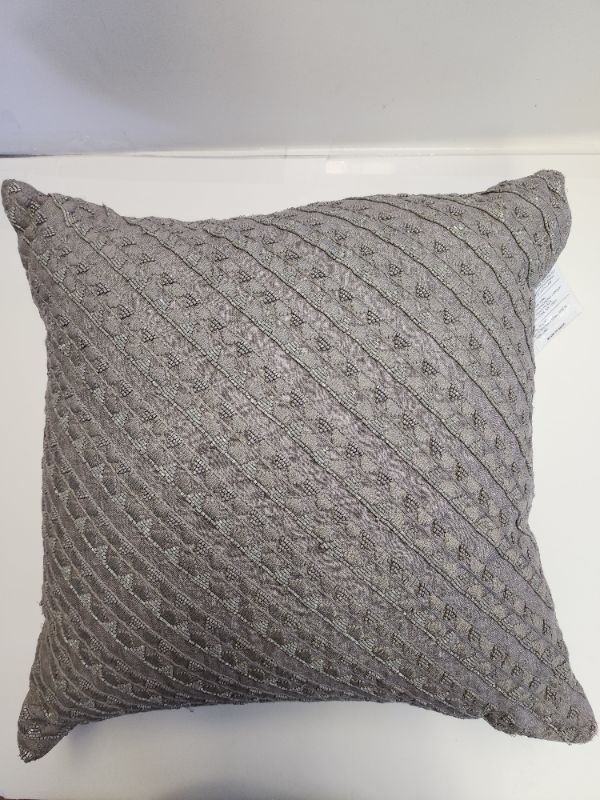 Photo 1 of Hotel Collection Hotel Luxe Grey Diamond Embroidered Decorative 18” X 18” Pillow