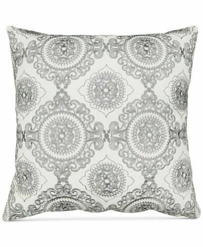 Photo 1 of Hallmart Collectibles Pillow Gray Ivory Decorative Medallion Embroidered 20" X 20"