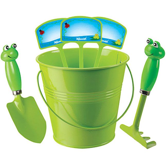 Photo 1 of Toysmith Kids Gardening Set with Rake Trowel and Plant Markers Frog