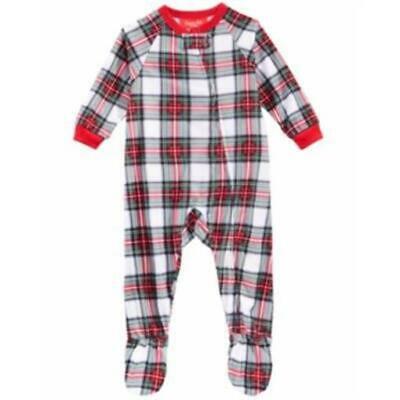 Photo 1 of Family Pajamas Unisex Kid's Footed Pajamas Stewart Plaid White 12MOS