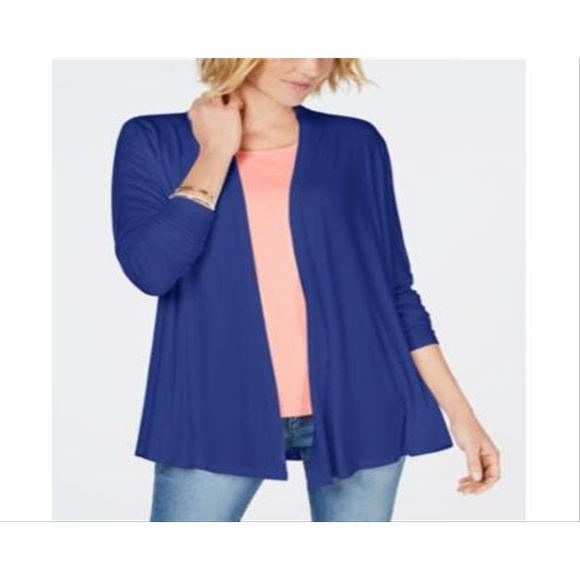 Photo 1 of Karen Scott Women's Draped Open Front Cardigan Blue Small