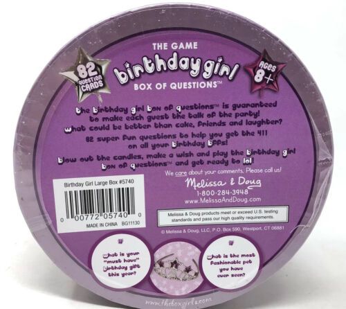 Photo 2 of Melissa & Doug Birthday Girl Box of Questions Party Game - Conversation Starters. 82 questions card!