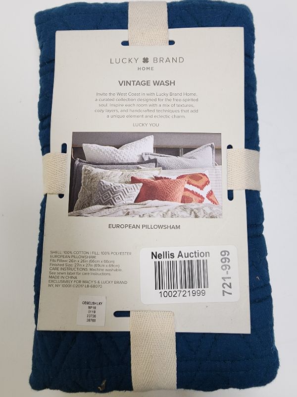 Photo 2 of Lucky Brand Vintage Wash Overdid Stone 100% Cotton Pillow Sham - EURO - 26X26