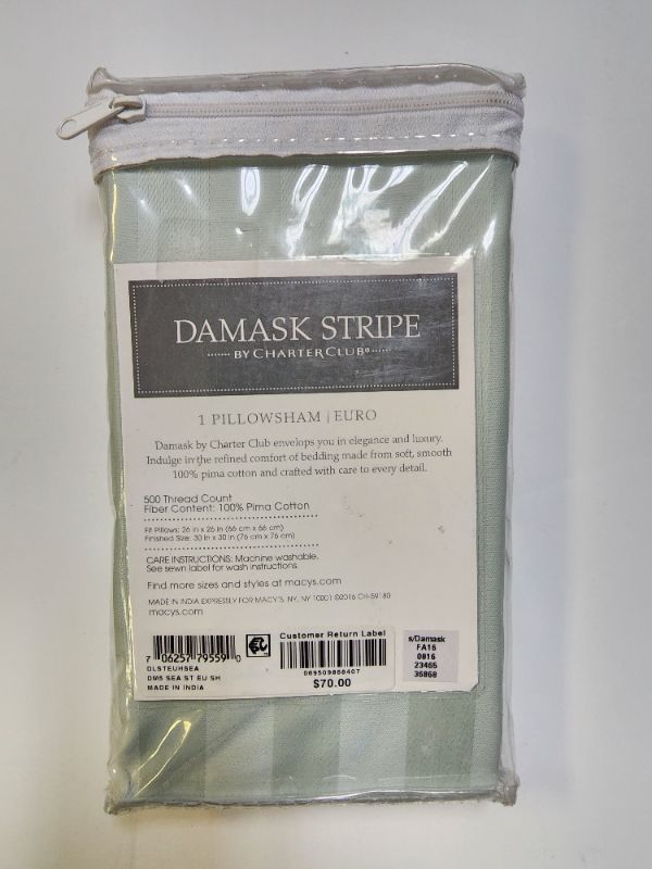 Photo 2 of Charter Club Damask Stripe 1 Pillow sham 100% pima cotton 500 thread count Size: Euro