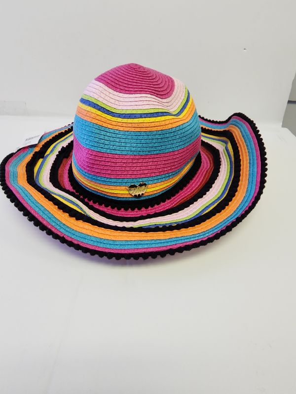 Photo 1 of Betsey Johnson Fringe Factor Panama Rainbow Summer Straw Hat