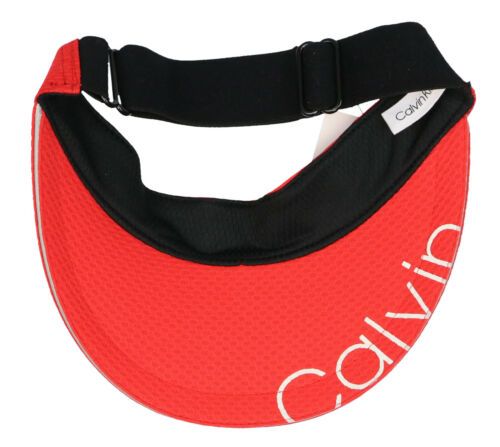 Photo 3 of CALVIN KLEIN Women's Textured Knit Sporty Visor One Size Red Adjustable Elastic