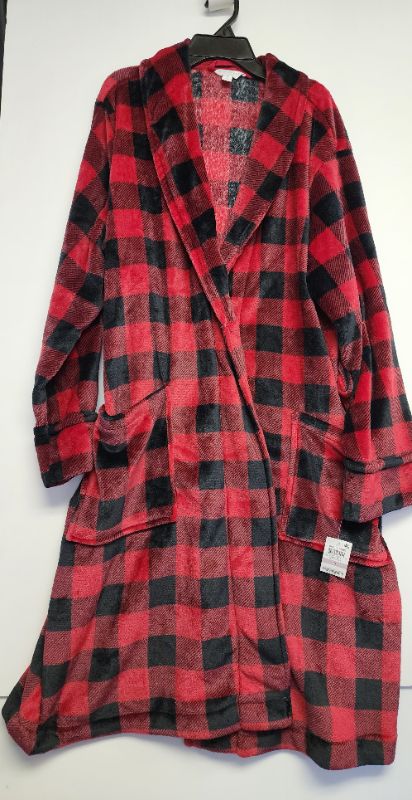 Photo 1 of Charter Club Women's Super Soft Plaid Wrap Bath Robe Red Buffalo Check 1X- MISSING BELT