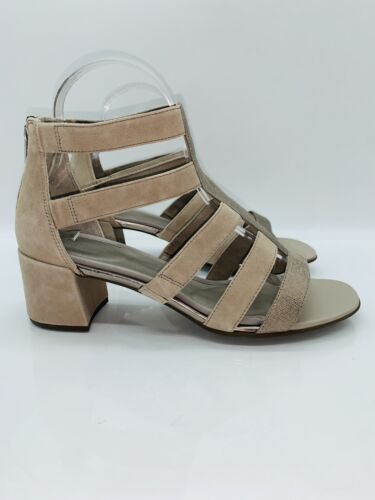 Photo 2 of Size 11 Rockport Genuine Leather Women's Total Motion Alaina Caged Black Heel Strappy Sandals Dove Size 11M