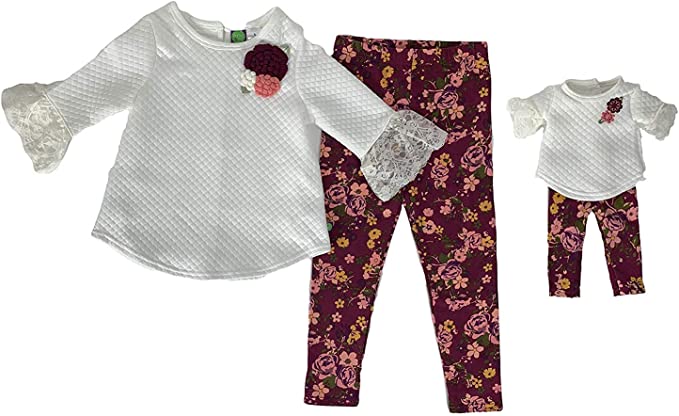 Photo 1 of Dollie & Me Girls Ivory Quilted Floral Size Sweater Top Leggings Size 8
Leggings set for you and for your doll (fit's 18" doll) 