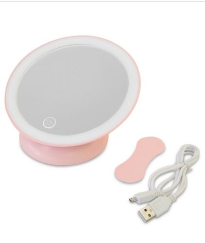 Photo 1 of Macy’s 6" Magnetic Base Rechargeable Round Light-up Mirror Pink