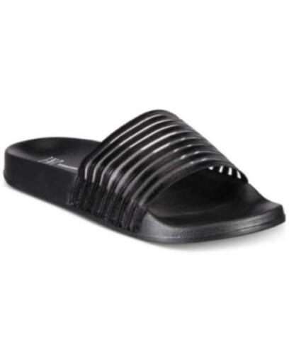 Photo 1 of Size XL 11-12 INC Women's Slippers Metallic Mesh Stripe Slides Black Sizes XL 11-12