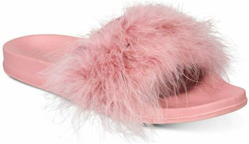 Photo 1 of Size 9/10 L INC International Concepts faux-marabou women's slide slippers Pink Size 9/10 L
