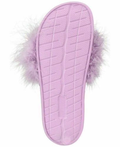 Photo 2 of Size 9/10 L  Women INC International Concepts Faux-Marabou Slide Slippers Purple Size 9/10 L