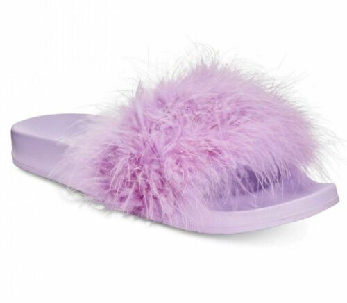 Photo 1 of Size 9/10 L  Women INC International Concepts Faux-Marabou Slide Slippers Purple Size 9/10 L