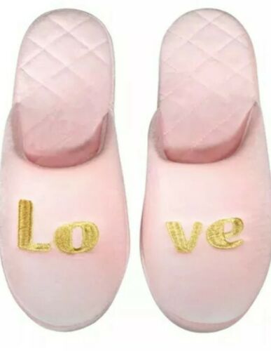 Photo 1 of INC LO VE velour scuff Slippers . Size 9/10  PINK/GOLD 

