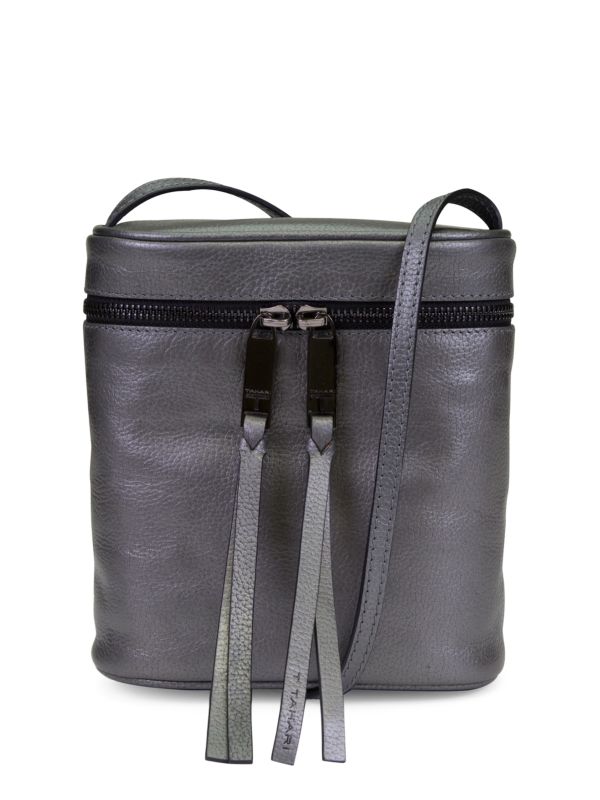 Photo 1 of T TAHARI North-South Top Zip Canteen Crossbody - Rectangular crossbody in a pebbled leather construction - Top zip closure - Inner zipper pocket
Lined - Leather - rossbody strap, about 25.25" drop - 6.75"W x 7.25"H x 3.25"D 