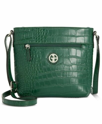 Photo 1 of Giani Bernini Women's Green Snake Print Faux Leather Adjustable Strap Crossbody Handbag Purse