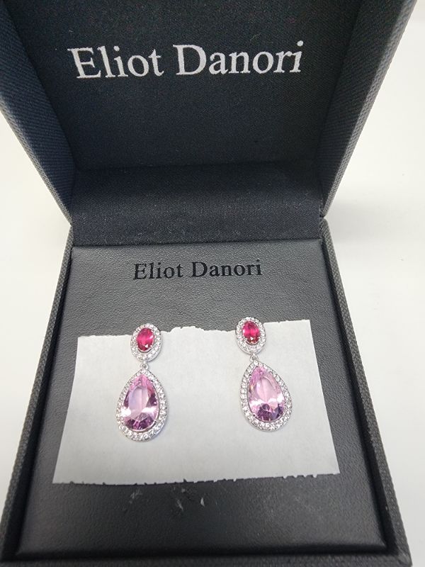 Photo 1 of Eliott Danori silver tone multi crystal teardrop earrings Pink