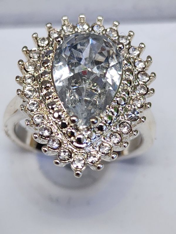Photo 1 of Charter Club size 6 Silver-Tone Cubic Zirconia Pear Ring