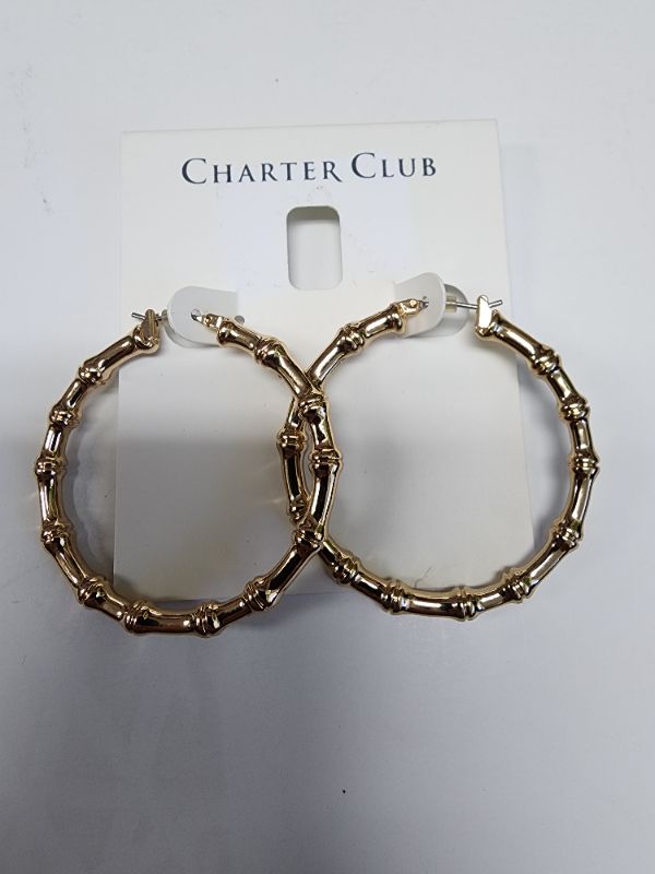 Photo 1 of Charter Club Gold Tone Small Bamboo C-Hoop Earrings