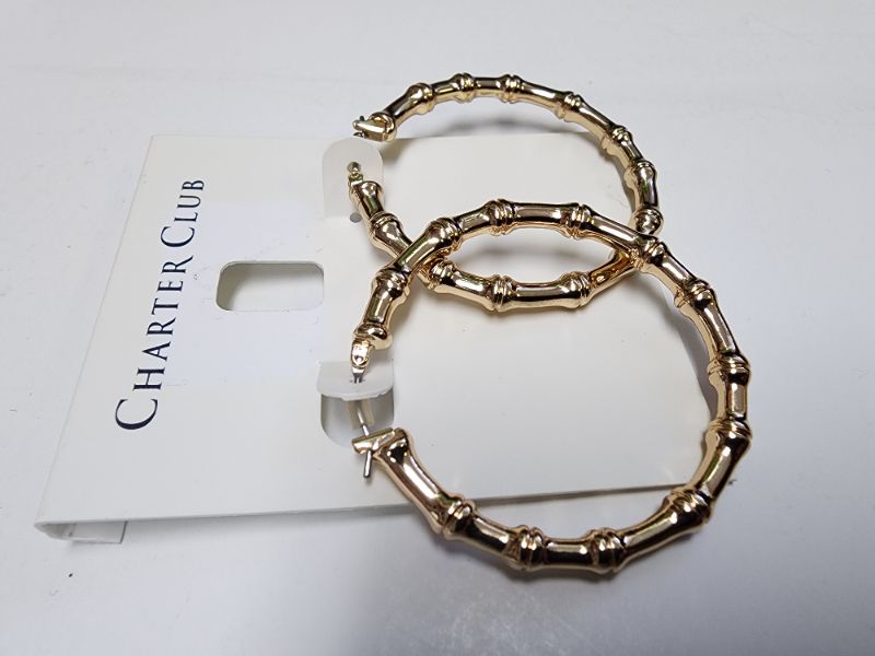 Photo 2 of Charter Club Gold Tone Small Bamboo C-Hoop Earrings