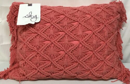 Photo 1 of SKY Pink CROCHET 16 X 20 Oblong/Rectangle Decorative Pillow CORAL 