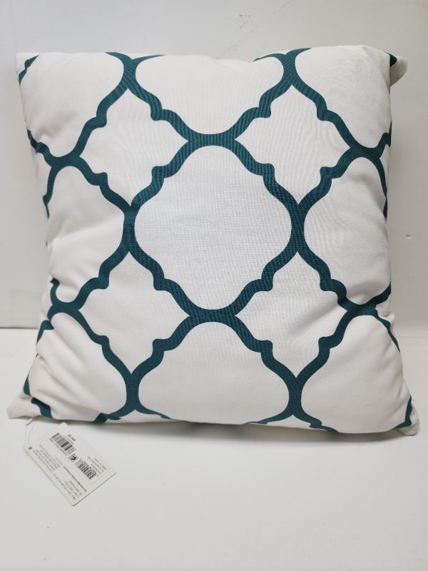 Photo 1 of Charter Club Classic White Trellis with green  Quatrefoil Throw Pillow 15 x 15