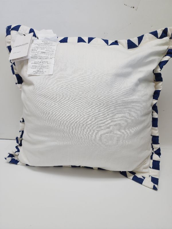 Photo 2 of Calvin Klein Abigail 22" x 22" Decorative Pillow Geometric Blue/ White