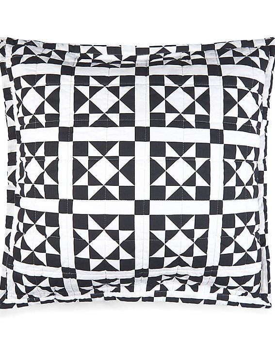 Photo 1 of Calvin Klein Home Quilted Pillow Abigail Black / White Square 22" x 22" 