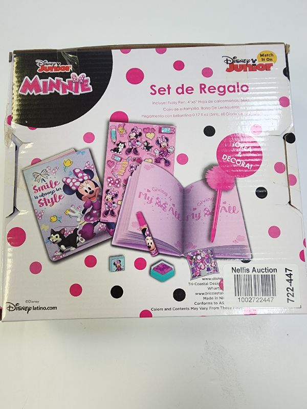 Photo 2 of Minnie Mouse Diary Set in Box Feature Journal, Pen, Stickers, Ink pad, Stamp, and More