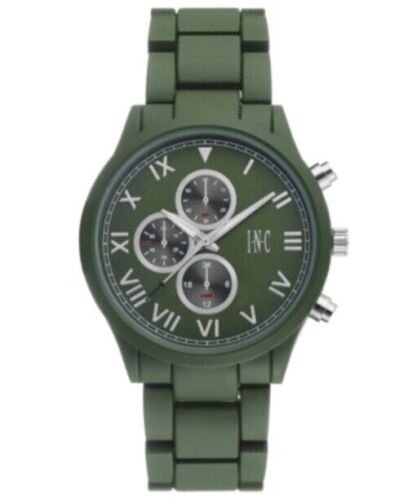 Photo 1 of I.N.C. Men's Matte Olive Green Silver Faux Sub Dials Link bracelet watch 42mm