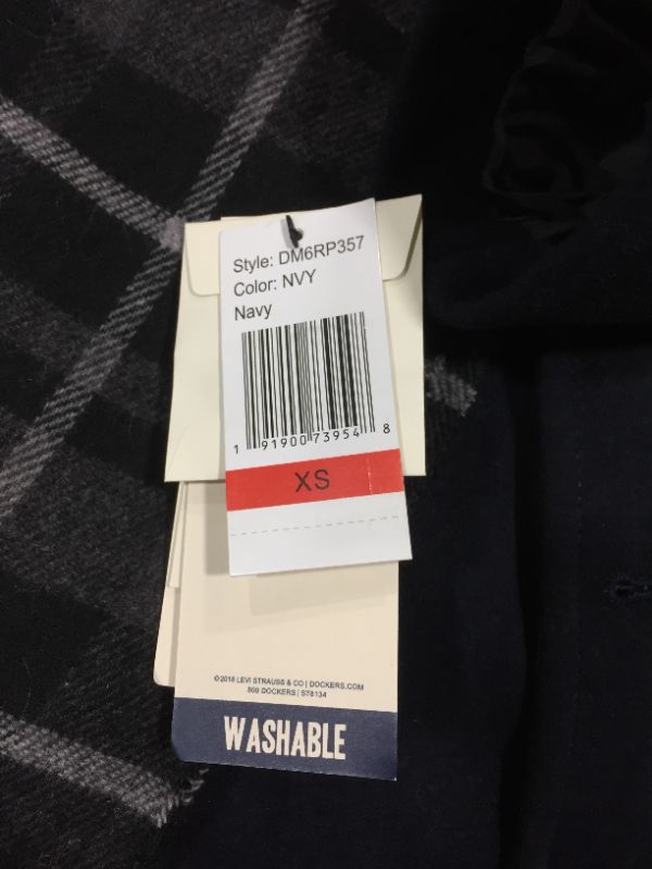 Photo 2 of Dockers Men's Weston Wool Blend Scarf Coat (XS)
 navy