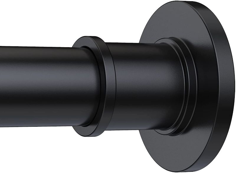 Photo 1 of BRIOFOX Industrial Shower Curtain Rod - Never Rust Non-Slip 43-72 Inch Stainless Steel, Matte Black
