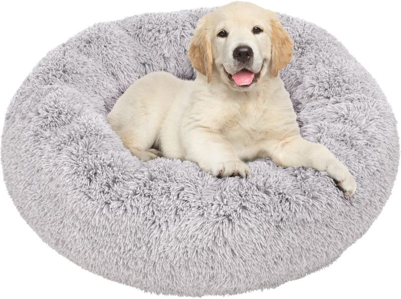 Photo 1 of Active Pets Plush Calming Dog Bed, Donut Dog Bed for Small Dogs, Medium & Large, Anti Anxiety Dog Bed, Soft Fuzzy Calming Bed for Dogs & Cats, Comfy Cat Bed, Marshmallow Cuddler Nest Calming Pet Bed-- SMALL
