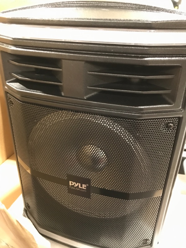 Photo 3 of Portable Bluetooth PA Speaker System - 600W Bluetooth Speaker Portable PA System W/ Rechargeable Battery 1/4" Microphone In, Party Lights, MP3/USB SD Card Reader, Rolling Wheels - Pyle PPHP1044B
