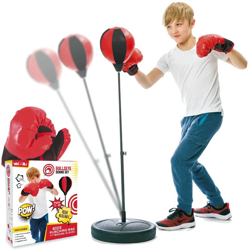 Photo 1 of Whoobli Punching Bag for Kids Incl Boxing Gloves | 3-10 Years Old Adjustable Kids Punching Bag with Stand | Boxing Bag Set Toy for Boys & Girls
