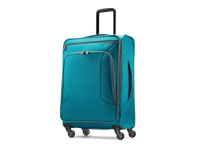 Photo 1 of American Tourister 4 Kix Expandable Softside Luggage with Spinner Wheels, Teal, Checked-Medium 25-Inch
