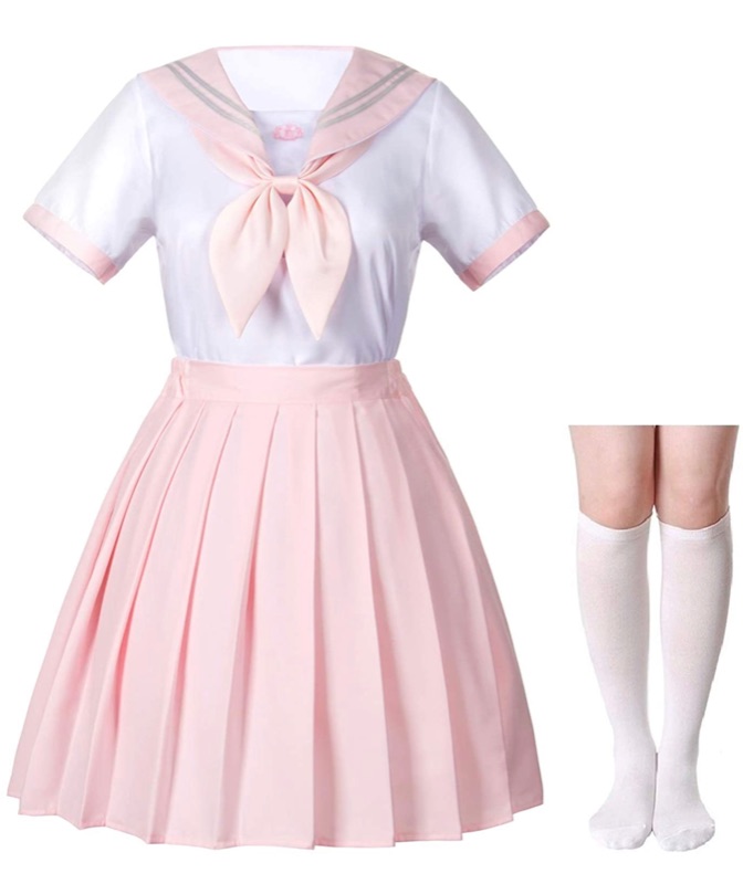 Photo 1 of Classic Japanese Anime School Girls Pink Sailor Dress Shirts Uniform Cosplay Costumes with Socks Hairpin Set