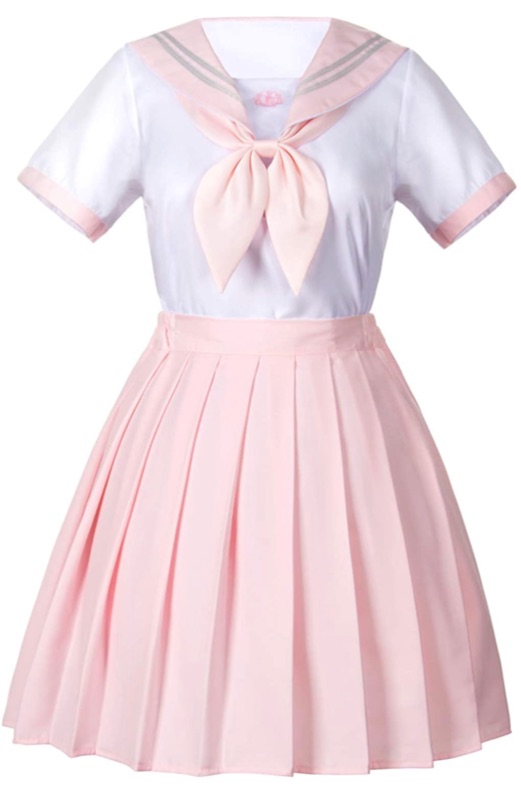 Photo 2 of Classic Japanese Anime School Girls Pink Sailor Dress Shirts Uniform Cosplay Costumes with Socks Hairpin Set