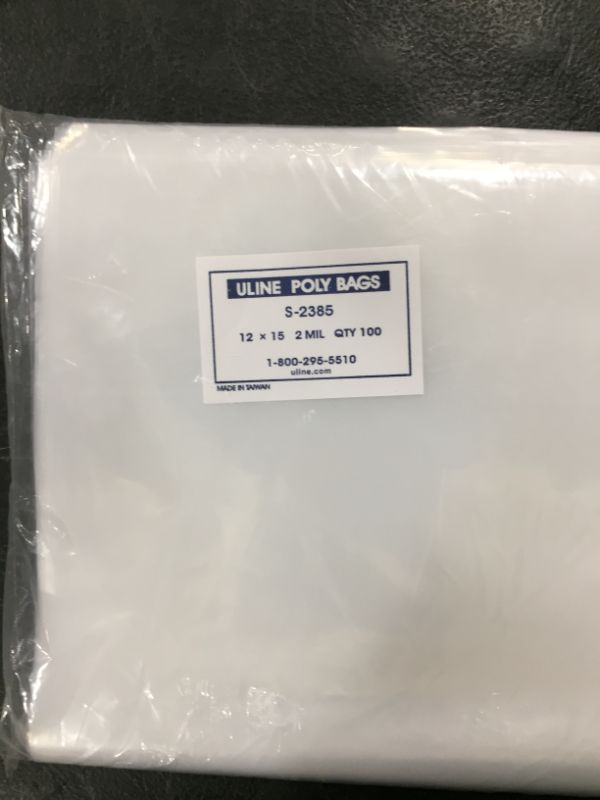 Photo 2 of 12 x 15" 2 Mil Industrial Poly Bags 100CT
