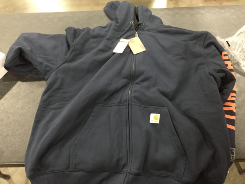 Photo 2 of Carhartt Men's 2XL New Navy Cotton/Polyester Rain Defender Original Fleece Lined Graphic Sweatshirt
