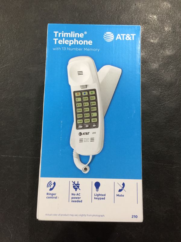 Photo 2 of AT&amp;T 210WH Corded TrimLine Phone,Lighted Keypad, White
