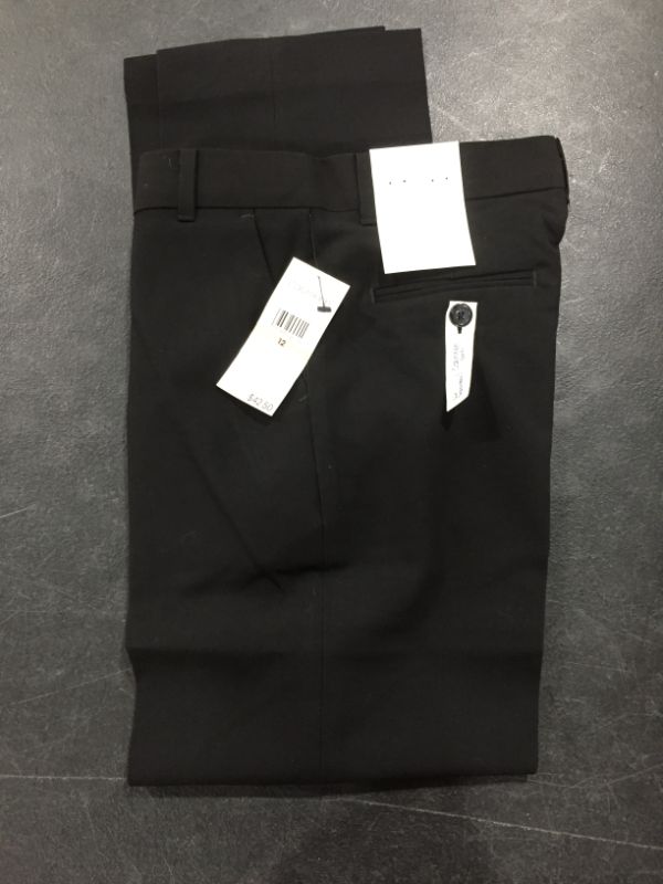 Photo 2 of Calvin Klein Boys' Flat-Front Bi-Stretch Dress Pant, Straight Leg Fit & Hemmed Bottom, Belt Loops & Functional Front Pockets
