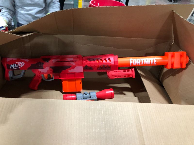 Photo 2 of NERF Fortnite Heavy SR Blaster, Longest Fortnite Blaster Ever, Removable Scope, Bolt Action,