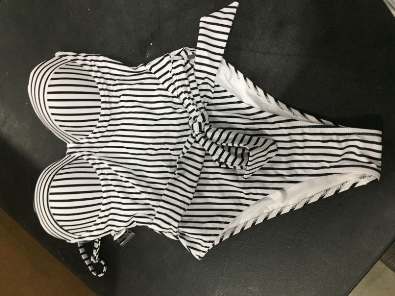Photo 2 of Briana Striped Cutout Back One Piece Swimsuit Size Small