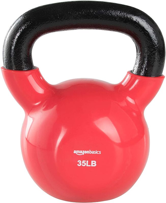 Photo 1 of Amazon Basics Vinyl Coated Cast Iron Kettlebell Weight