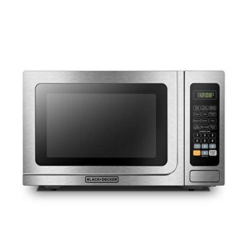 Photo 1 of BLACK+DECKER EM036AB14 Digital Microwave Oven with Turntable Push-Button Door, Child Safety Lock, 1000W, 1.4 cu.ft, Stainless Steel