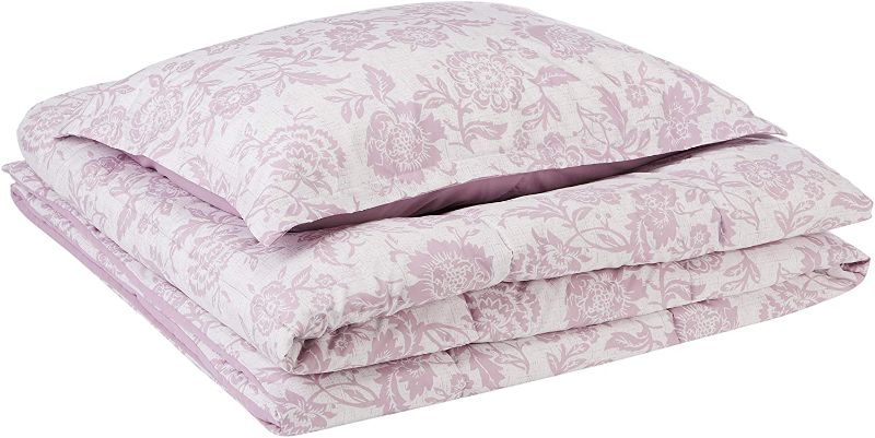 Photo 1 of Amazon Basics Reversible Comforter Set, Twin / Twin XL, Lavender Vintage Floral, Microfiber, Ultra-Soft
